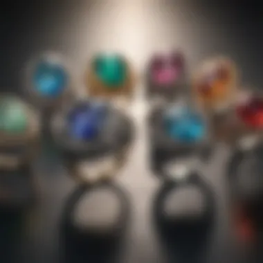 A collection of vintage gemstone rings featuring diverse gemstones and styles