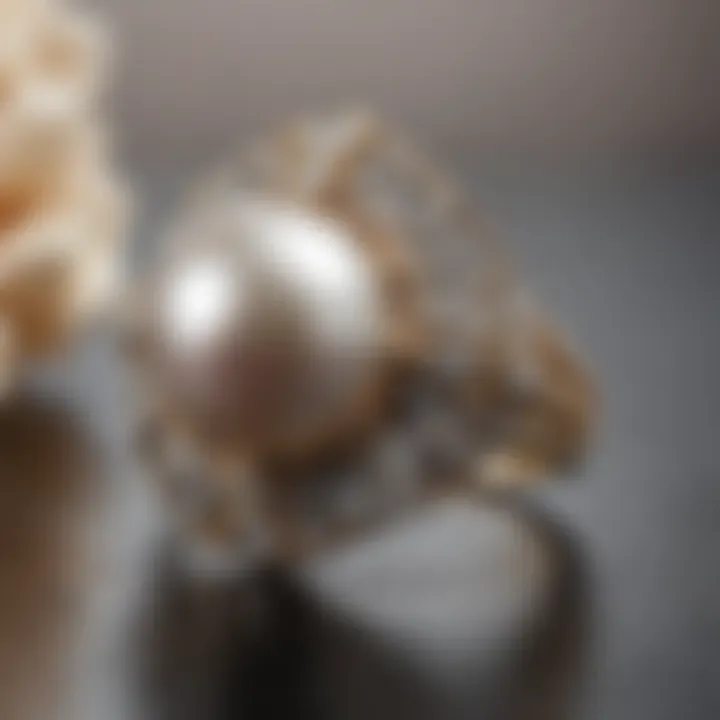 Artistic craftsmanship of a vintage pearl ring showcasing unique design elements