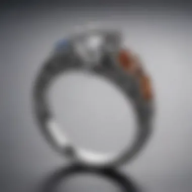Asymmetrical Setting Engagement Ring Close-up of an unconventional engagement ring with an asymmetrical setting and mixed materials.
