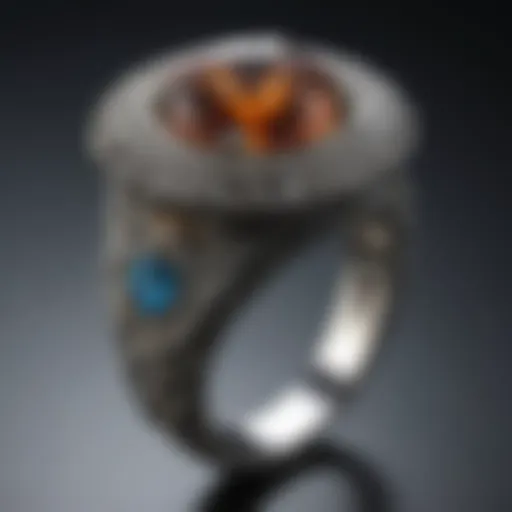 A breathtakingly unique engagement ring featuring an ornate design with a rare gemstone.