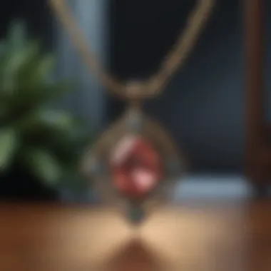 Symbolism of Healing in Gem Necklaces A serene setting with a gem necklace symbolizing healing properties