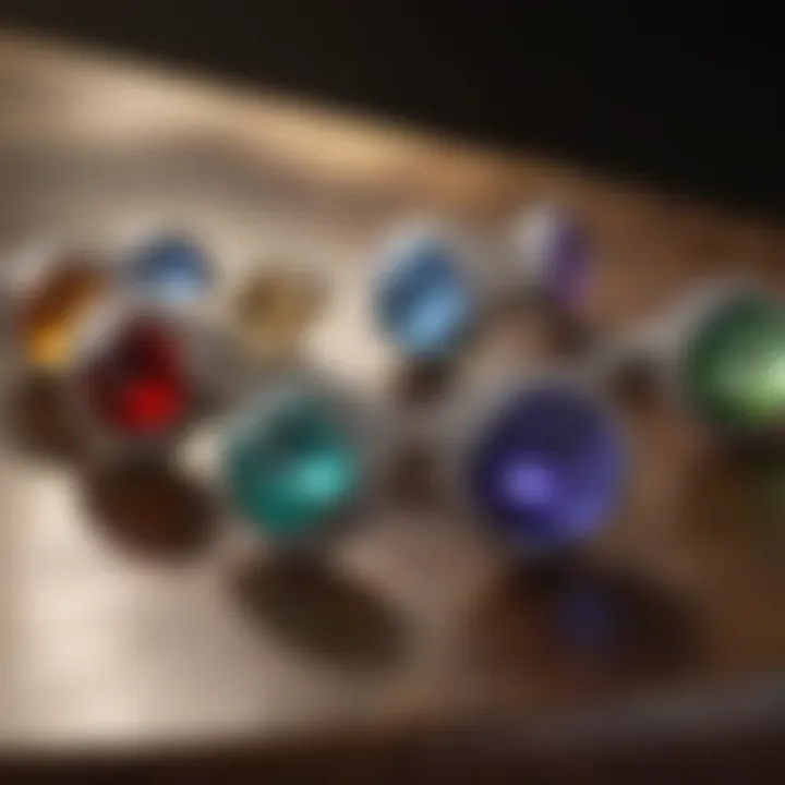 An elegant display of various gemstone cufflinks