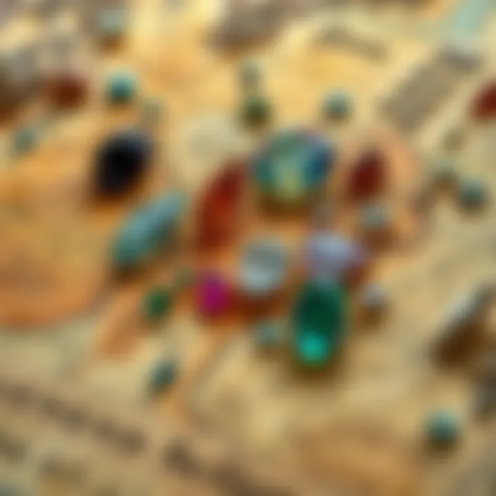 A geological map highlighting gemstone-rich regions