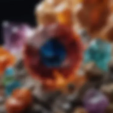 Geological Formation of Rare Gemstones An artistic representation of the geological formation of rare gemstones