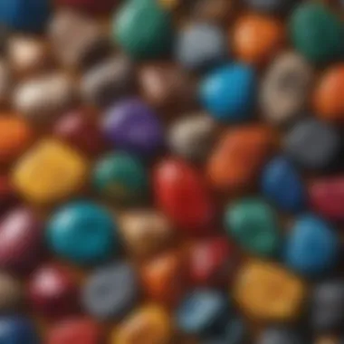 The Vibrant Palette of Nature's Gemstone Rocks A close-up view of various gemstone rocks showcasing their intricate colors and formations.