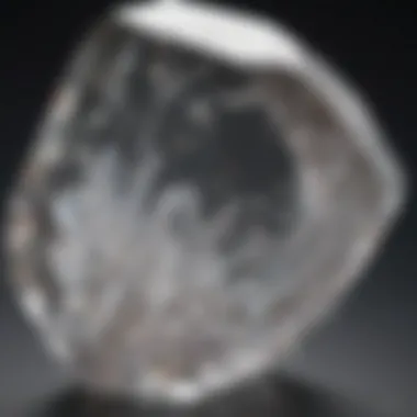 Close-up of a clear quartz crystal highlighting its clarity and facets.