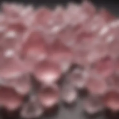 Harmonious Shapes of Rose Quartz Different shapes of rose quartz crystals arranged harmoniously.