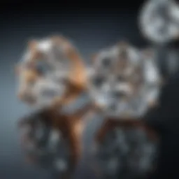 Close-up view of high-quality diamond studs reflecting light