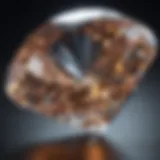 Close-up of a diamond with brilliant cut reflecting light