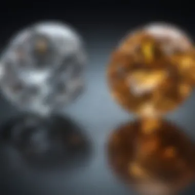 Comparison of a genuine diamond and a synthetic alternative under magnification