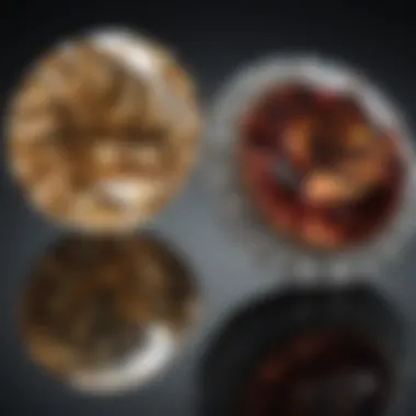 Comparison between a genuine diamond and a synthetic stone