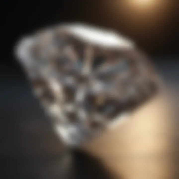 Close-up of a diamond's facets reflecting light