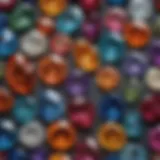 A close-up view of various gemstones showcasing their unique colors and textures