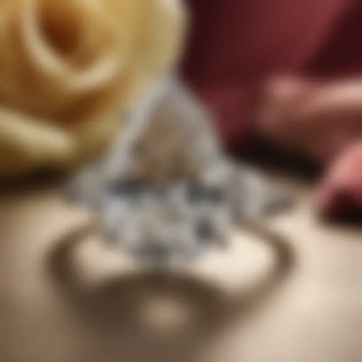 Elegant setting featuring a pear-shaped diamond ring on a soft velvet background