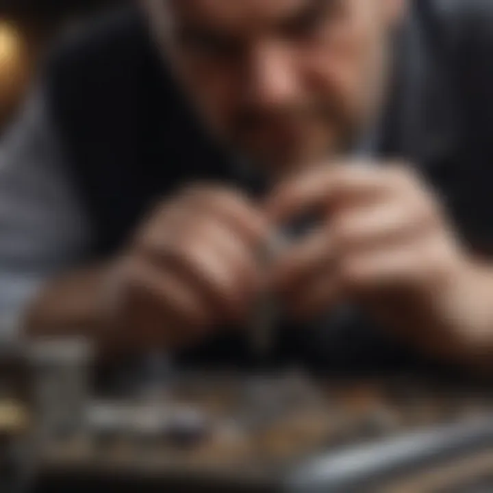 A jeweler using the third hand tool to hold components steady, demonstrating its essential role in achieving precision.