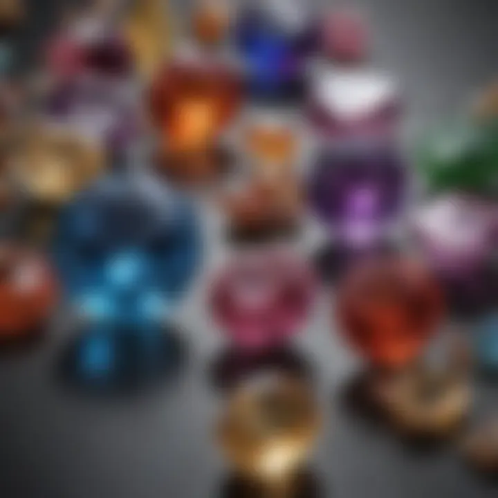 A detailed view of various gemstones used in jewellery making.