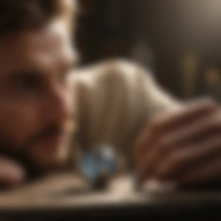 A close-up of a jeweller meticulously working on a piece.