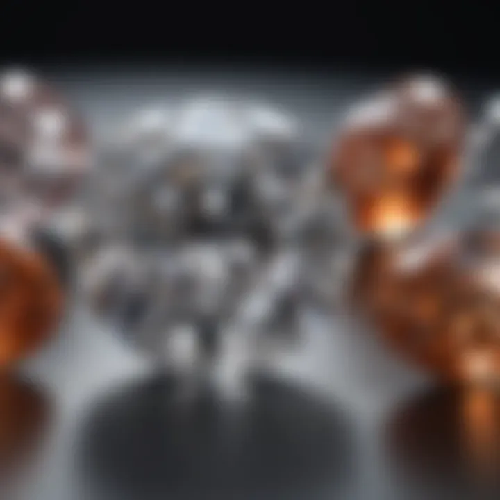 An elegant display of various lab created diamonds showcasing their brilliance and variety in a luxurious setting.