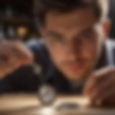 A jeweler examining a diamond with a loupe