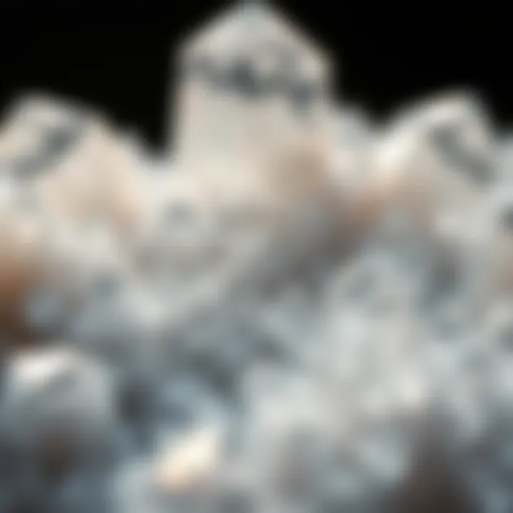 Close-up view of crystal formations highlighting intricate patterns and structures.