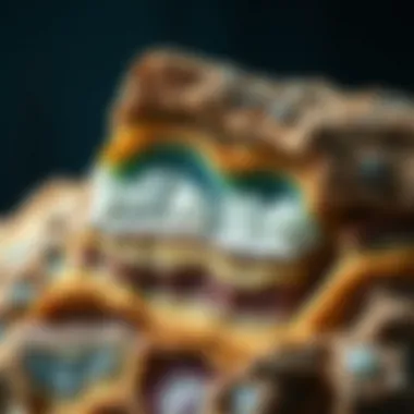 A geological formation revealing layers of various minerals and rock types.