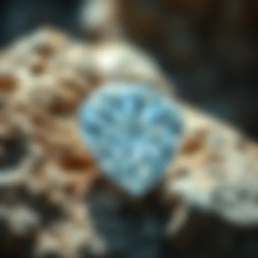 A stunning close-up of a natural diamond embedded in rock formations.