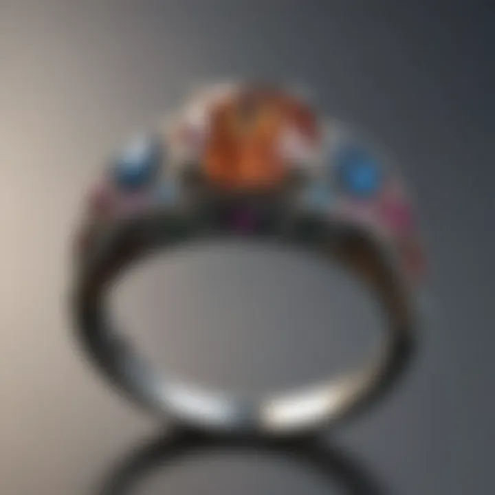 Unique diamond ring featuring colored gemstones