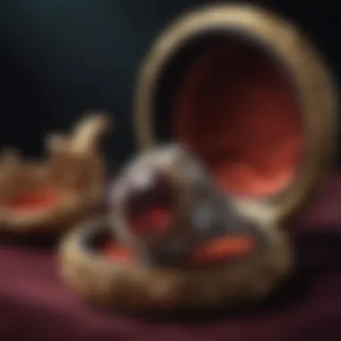 The Allure of Antique Jewelry An elegant old ring displayed on a velvet background