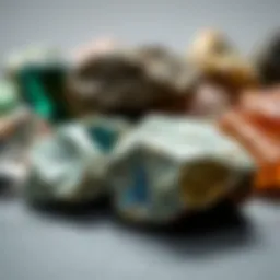 Close-up view of rough gemstones from North Carolina