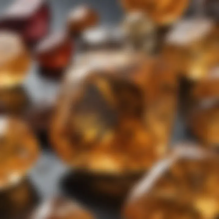 A close-up view of the unique properties of topaz and citrine.