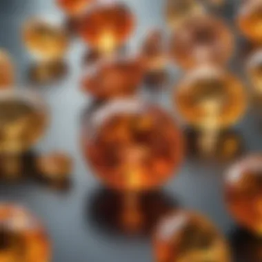 The Radiant Colors of Topaz A vibrant display of topaz gemstones showcasing their rich golden hues.