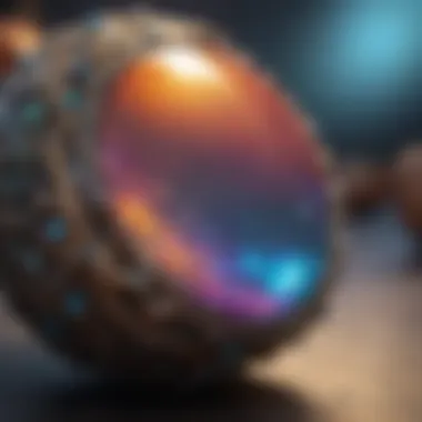 Exploring the Iridescence of Opal A close-up view of opal stone showcasing its iridescent colors and patterns