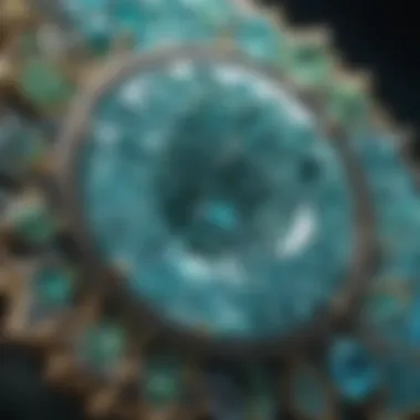 Close-up of the intricate cut of a Paraiba tourmaline gem