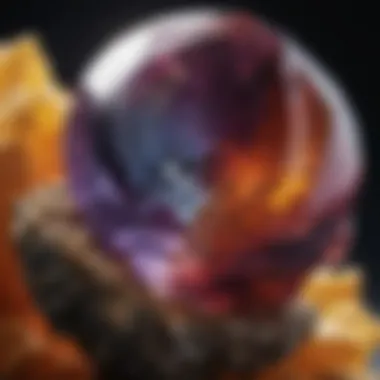 Intricate Details of a Rare Gemstone A close-up view of an exquisite rare gemstone with unique striations