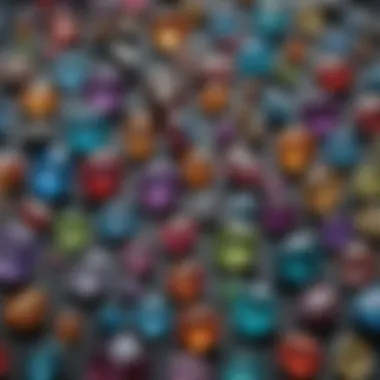 Diverse Collection of Rare Gemstones A rare gemstone collection showcasing various colors and cuts