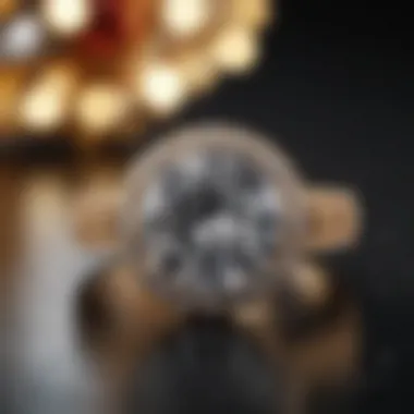 Trendy round solitaire settings displayed in a luxurious jewelry showcase