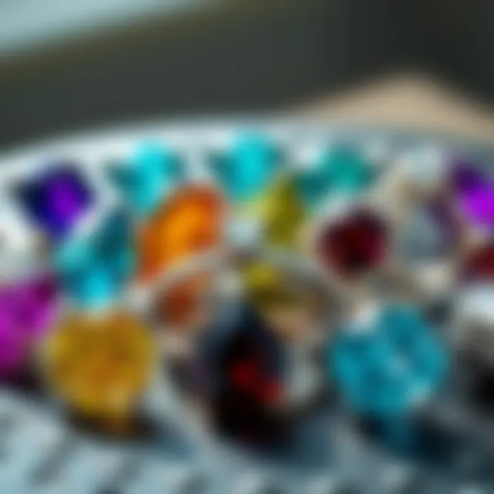 A variety of gemstones suitable for engagement rings displayed attractively