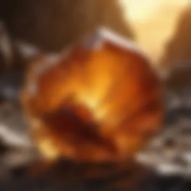 The Geological Formation of Amber A geological depiction illustrating the formation of amber over millions of years.