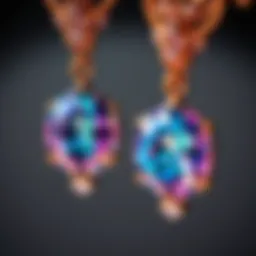 Close-up view of Argyle diamond earrings highlighting their unique color