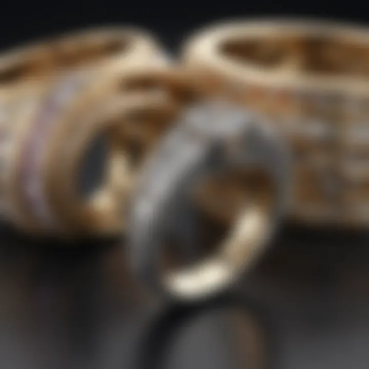 Artistic arrangement of various baguette band rings