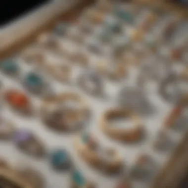 Historical jewelry display featuring baguette cut designs