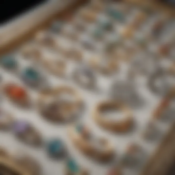 Historical jewelry display featuring baguette cut designs