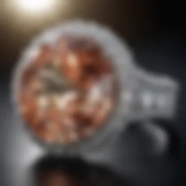 A stunning close-up of a large cubic zirconia ring reflecting light