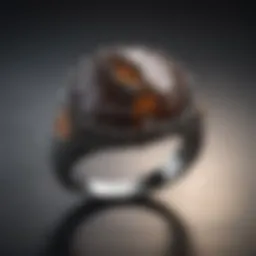 A stunning meteorite gemstone ring showcasing its unique texture and cosmic origins