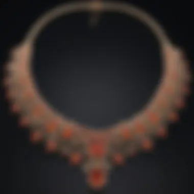 Elegant Necklace with Padparadscha Sapphires An elegant necklace adorned with multiple padparadscha sapphires