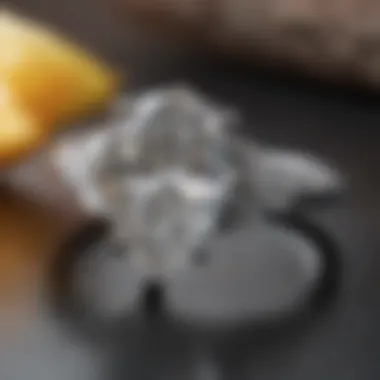 Close up of a pear shaped princess cut engagement ring showcasing its brilliance