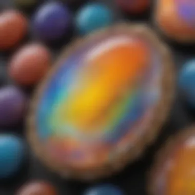 Close-up of a vibrant Australian opal showcasing its unique color play