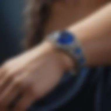 Close-up of a royal blue bracelet showcasing craftsmanship