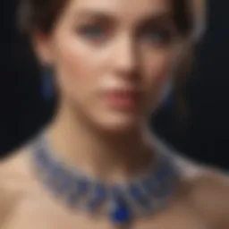 Elegant royal blue gemstone necklace with intricate design