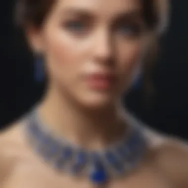 Elegant Royal Blue Gemstone Necklace Elegant royal blue gemstone necklace with intricate design